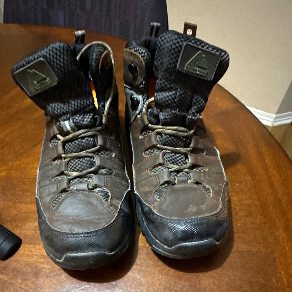 Dr. Scholls Mens Leather Hiking Ankle Boots Gray Black MN0T41EZ008 Size 10.5